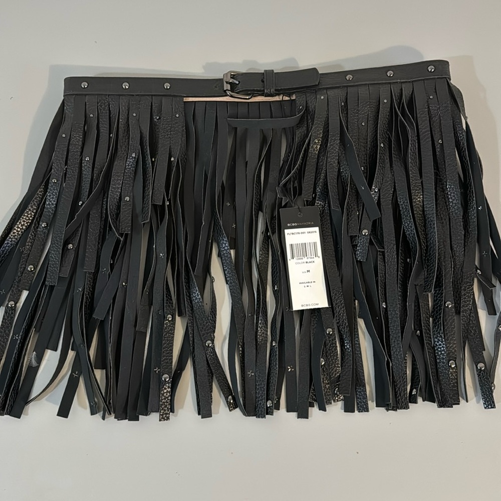 BCBGMaxAzria Black Fringe Belt